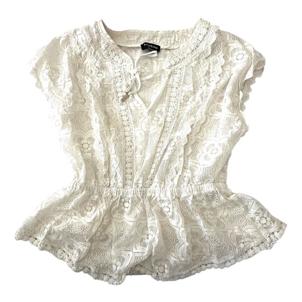 Bebe Lace Peplum Top